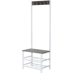 Casa Collection - appendiabiti con 3 ripiani in metallo bianco e cemento, 60x40x175 cm