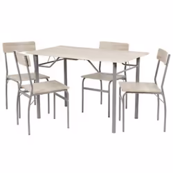 Set da pranzo Braga Con 4 sedie e tavolino Realizzati con struttura in metallo e legno naturale Dimensioni: Lunghezza: 120 cm ...