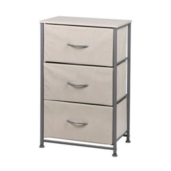 Cassettiera con 3 Cassetti Brisbane con Piano in Mdf, Cassetti in Tnt e Struttura in Metallo 45x30cm-H70cm