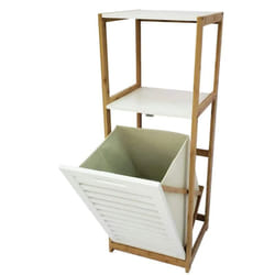 Casa Collection - Mobile Mobiletto Cesta Biancheria con 2 Ripiani in Legno 36x33x98cm Bianco