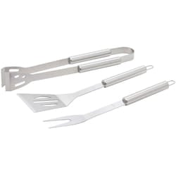 Casa Collection - Set 3 Utensili Barbecue Forchettone Pinza Spatola Acciaio Inossidabile Cromato