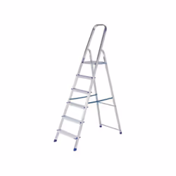Scala in alluminio Con paracorpo ad arco chiuso e piedini supergrip antiscivolo fissati alla scala Gradino top in acciaio ant ...