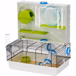 Olimpia è un'originale gabbia per criceti e topolini con area gioco. L'habitat si compone di una tradizionale gabbietta in re ...
