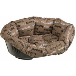 Sofa' Cuccia in resina termoplastica con rivestimento imbottito. Varie misure.. Variante 2 - Misure: 52 x 39 x h 21 cm - Marrone - Marrone - Ferplast
