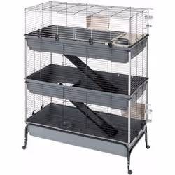 Rabbit 120 Tris è una gabbia di grandi dimensioni per conigli sviluppata su tre piani, adatta ad ospitare anche più esemplari ...