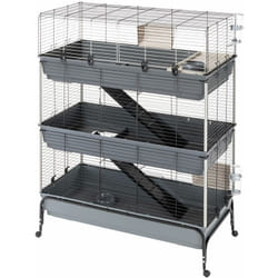 Ferplast RABBIT 120 TRIS Gabbia per conigli a tre piani. Supporto incluso.. Variante RABBIT 120 TRIS - Misure: 118 x 58 x h 166 cm -