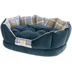 Charles Divanetto in tessuto per cani e gatti con cuscino double-face. Varie misure e colori. . Variante 70 - Misure: 68 x 47 x h 25 cm - Blu