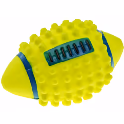 PA 6017 è una pallina per cani a forma di palla da football, realizzata in vinile e dotata di effetto sonoro. La superficie i ...