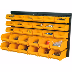 - Pannello portaminuterie - Marca Art Plast - Art. 323 - Con 30 contenitori - Colore arancio e nero - Dimensioni 646x170x385  ...