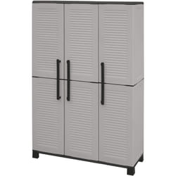 Family – Armadio Alto 3 Ante con Porta Scope in Polipropilene - Grigio - Artplast