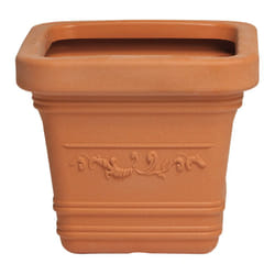 Vas Quadro In Resina Mod. Prestige Colore Impruneta Con Decoro 40x40xh.34 Cm.