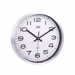 Trevi OM 3516 S, Parete, Orologio al quarzo, Rotondo, Alluminio, Nero, Bianco, Alluminio, 250 mm