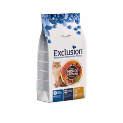 Alimento completo formulato con una fonte proteica animale, per gatti sterilizzati. Exclusion Mediterraneo Monoprotein Formul ...