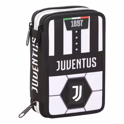 Seven Astuccio 3 zip Juventus, 125 mm, 195 mm, 70 mm, 1 penna Tratto Cancellik colore blu, 1 penna a sfera Tratto 1Uno Grip c ...