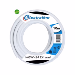 Cavo h05vvh2-f conforme alla direttiva BT 2006-95-ce. Conduttore a corda flessibile di rame ricotto non stagnato. Isolante in ...