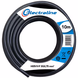 Cavo H05VV-F conforme alla direttiva BT 206-95-CE. Conduttore a corda flessibile di rame ricotto non stagnato classe 5. Isola ...