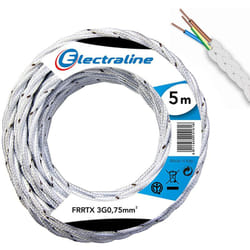 Electraline - Cavo Elettrico in Tessuto frrtx 5mt Intrecciato per Lampada e Lampadario Bianco
