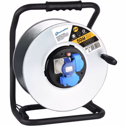 Avvolgicavo, avvolgi-prolunghe vuoto per uso professionale senza cavo in metallo antiruggine con 2 prese schuko + 1 industria ...