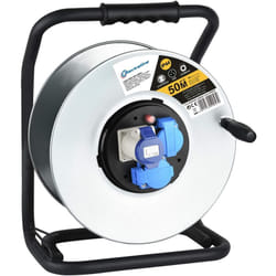 Electraline - 49057 Avvolgicavo, Avvolgi-Prolunghe Senza Cavo in Metallo antiruggine per Uso Professionale, con 2 Prese Schuko + 1 Industriale iec.