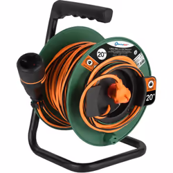 Avvolgicavo con Prolunga Elettrica da Giardino lunghezza 20 Metri, Cavo H05VV-F, Sezione 2x1.5mm con Presa Europea a due poli ...
