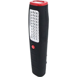 Electraline - 58063 Torcia da Lavoro 30 7 led Faro Frontale,con Gancio e Calamita Magnetica sul Retro, Soft Touch Ergonomica Antiscivolo, Nero/Rosso