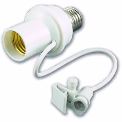 Adattatore fotoelettrico crepuscolare orientabile. Ideale per lampade a basso consumo. Si connette di notte e sconnette di gi ...