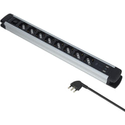 Electraline - 61922 Multipresa Alu-Line 8 Posti Polivalenti, Schuko +10/16 a + 3 usb (2 usb a 3.0A + 1 usb c 20W Power Delivery) con Interruttore