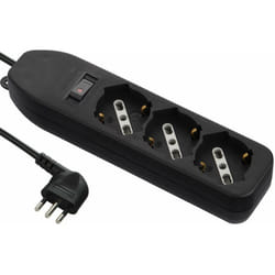 Electraline - 61999 Multipresa 3 Posti polivalenti, Cavo 1.5 m, Spina Piccola 10 a, 3 Posti, Nero