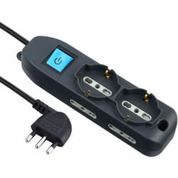 Electraline - 62000 Multipresa 6 Posti 2 Schuko e 4 Bivalenti 10/16A, Cavo HO5 vv-f, Spina 16A, Nero, 1.5 m, Sicurezza Bambini