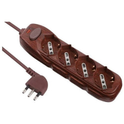 Electraline - 62077 Multipresa 4 posti polivalenti-Cavo 1,2 m Marrone-Legno Scuro