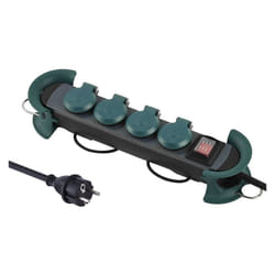 Electraline - 62085 Multipresa Professionale da Lavoro per Outdoor, 4 prese Schuko con tappo IP44, appendibile con 2 ganci, Cavo in gomma 4 m H07RN-F