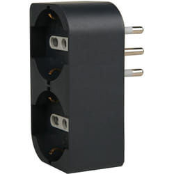 Electraline - 71943 Adattatore Doppio, Multipresa due Posti frontali P40 polivalenti (10/16A+Schuko tedesca), Spina fuoriasse 16A grande Italiana,
