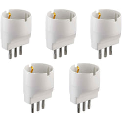 Electraline - 92292 Set Adattatori da Schuko a Spina Piccola, Bianco, Confezione Da 5