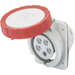 Gewiss - GW62232H - Presa Fissa Da Incasso a 10° hp, IP66/IP67, 3P+N+T 16A 380-415V 50/60hz, Rosso, 6H, Cablaggio a Vite