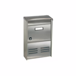 Mod. DR2E RIVISTA in acciaio inox 470 LI. Con tetto. Serratura a cilindro. Con 2 chiavi. Dimensioni mm 260x120/90x375h Finitu ...