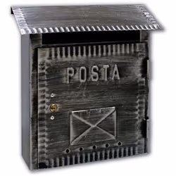 Cassetta con tettuccio; Impostazione: Feritoia Imbucalettere e ritiro posta frontale; Misure: 260 x 100 x h 265 mm; Colore/fi ...
