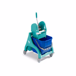 Carrello professionale per le pulizie monolitico interamente in plastica, robusto ed elegante, completo di strizzatore , secc ...