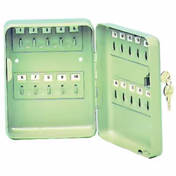 Pratica cassetta di sicurezza portachiavi realizzata interamente in lamiera di metallo verniciata a polvere in colore verde,  ...
