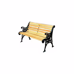 Panchina da giardino con struttura in ghisa di colore nero, con 12 traversine in legno, dimensioni di cm 116 di larghezza, cm ...