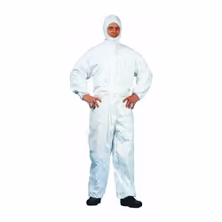Tuta monouso in tessuto non tessuto di colore bianco, leggera e pratica, è adatta per la protezione degli indumenti da polver ...