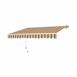 Tenda da sole avvolgibile a sbraccio in alluminio a doppio snodo, uno per apertura e chiusura, l'altro per inclinazione. Dota ...