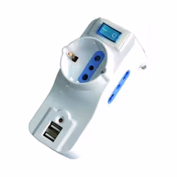 ADATTATORI VIGOR C/INTERRUTT. 2 PRESE BIPASSO 10/16A 2P+T 1 PRESA SCHUKO 10A 2P+T 2 USB DC5V MAX OUTPUT 1A 1 SPINA 16A 2P+T I ...