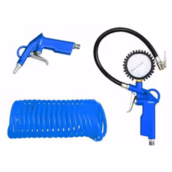 HU-FIRMA Kit per compressori 3 pezzi Contiene: Pistola gonfiaggio con manometro Pistola soffiaggio Tubo per compressore 5x8 m ...