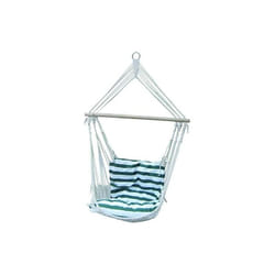 Sedia a dondolo amaca con cuscino poltrona con traverse bianco/verde (37361)