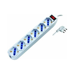 Vigor - Multiprese 6 Prese con Interruttore Schuko/Bipasso 90° Bianco 10A