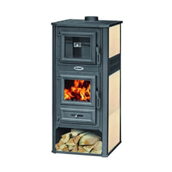Stufa Acciaio Roma s con Forno Avorio