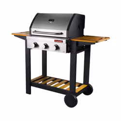 Barbecue a gas Oceania 3 fuochi Steel/Wood, 130x58x115 cm - Sandrigarden.Il barbecue a gas Oceania con potenza 10,8 kW dispon ...