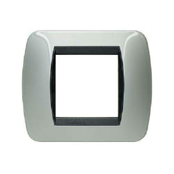 Livinglight placca 2 moduli color allumino cornice nera l4802al - Bticino