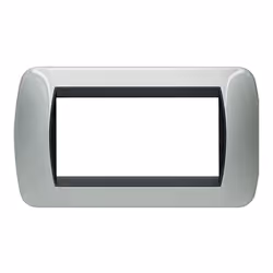 Placca Bticino LivingLight (ex international) 4 moduli (frutti, posti) colore alluminio. La placca può montare su supporto L4 ...