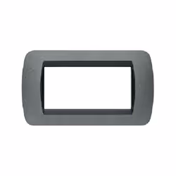 Placca 4 moduli in metallo della serie civile Living International. Colore: GRAFITE